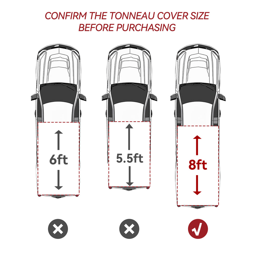 YITAMOTOR® Soft Quad-Fold Tonneau Cover for 2003-2024 Dodge Ram 2500/3500, 8ft Fleetside Bed, No Rambox