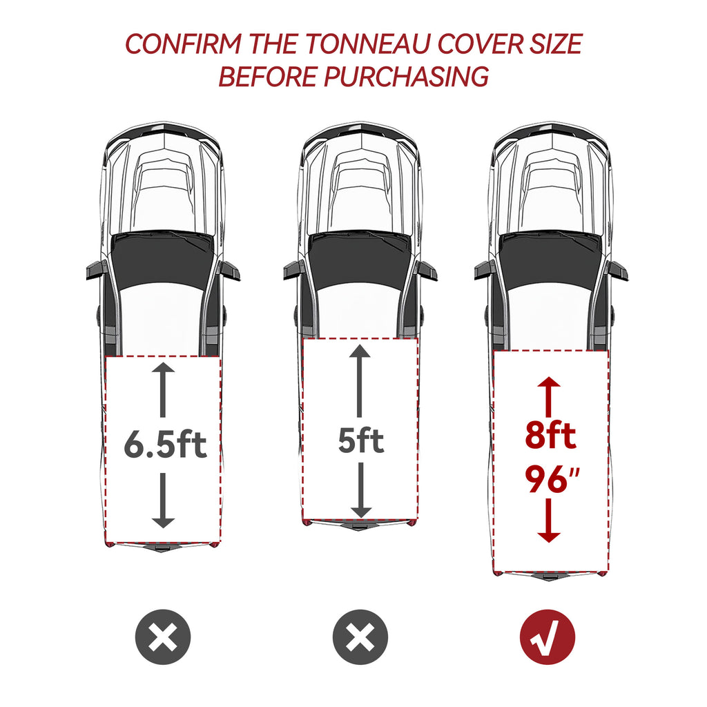 YITAMOTOR® Soft Tri Fold Truck Bed Tonneau Cover Compatible with 1999-2024 Ford F-250 F-350 F250 F350 Super Duty 8 ft Bed