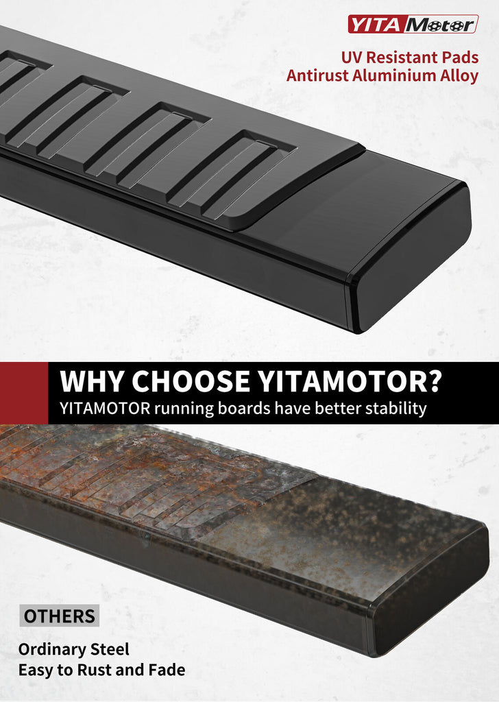 YITAMOTOR® 6" Running Boards For 15-24 Ford F150 Super Cab, 17-24 Ford F250 F350 SuperCab Aluminum Black Side Steps Nerf Bars