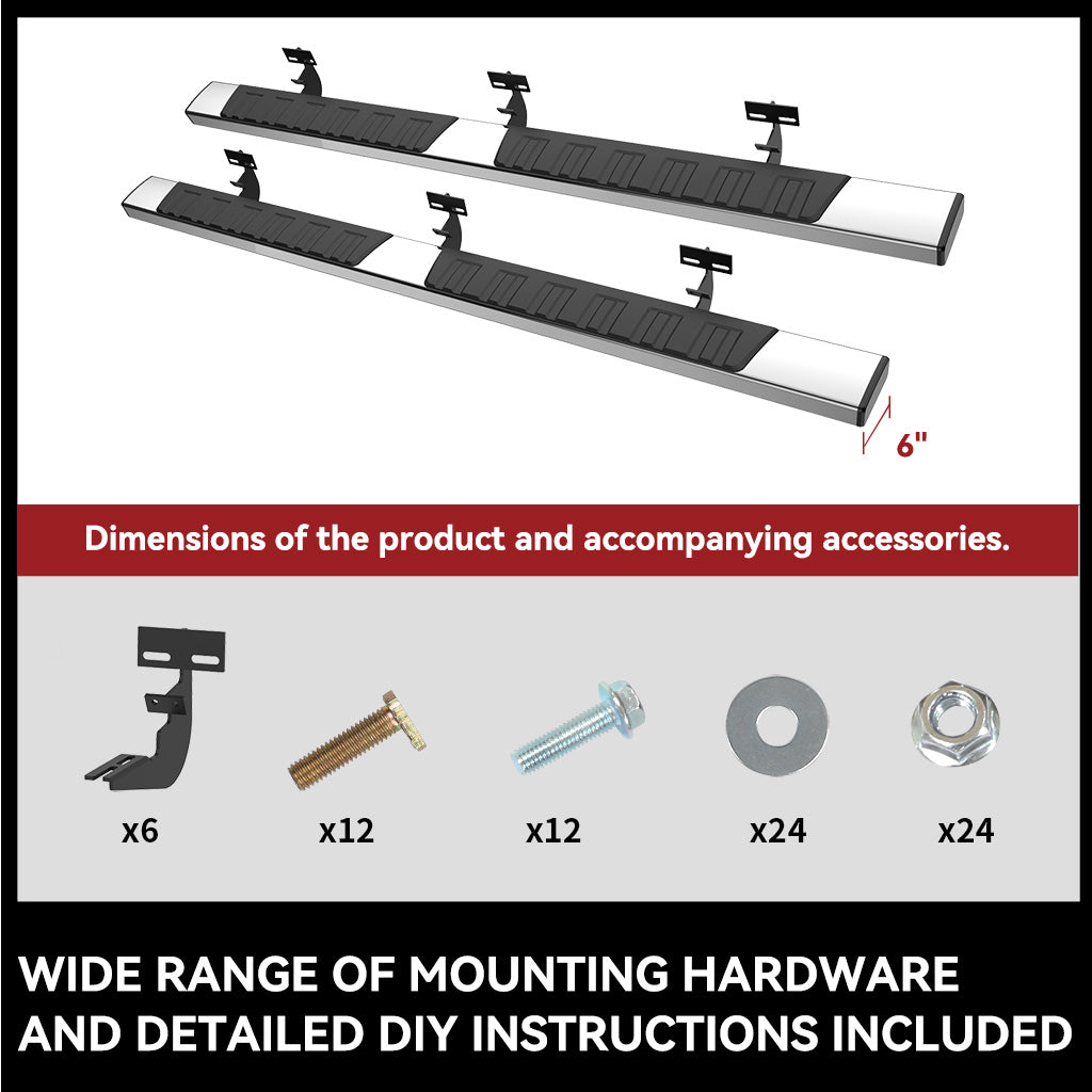 YITAMOTOR® 09-18 Dodge Ram 1500 10-24 Ram 2500/3500 (Including 19-24 Classic) Crew Cab 6" Side Steps Running Boards