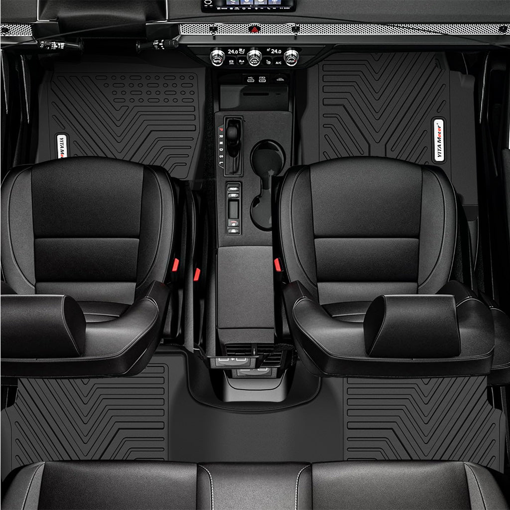 YITAMOTOR® All-Weather Custom Fit Floor Mats for 2017-2021 Nissan Titan & Titan XD Crew Cab (with 1st Row Bucket Seat), 1st & 2nd Row Floor Liners, Black