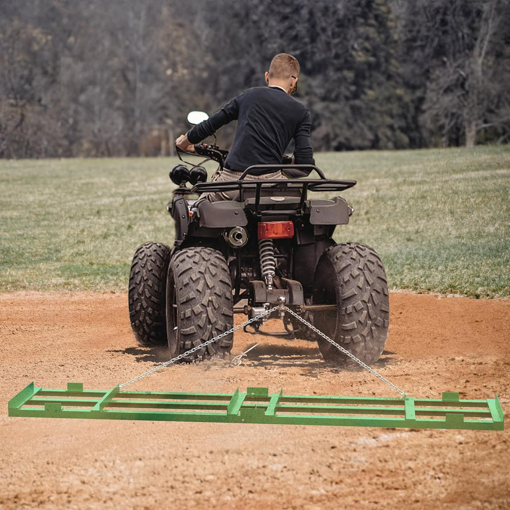 YITAMOTOR® 8 Ft Drag Harrow Driveway Grader Landscape Power Rake for ATV, UTV, Tractor, Mower Tow Behind Yard Lawn Leveling Tool with 6 Ft Heavy Duty Chain