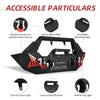 Parachoques delantero YITAMOTOR® compatible con Jeep Wrangler JL 2018-2024 y Unlimited (2/4 puertas), Gladiator JT 2020-2023 con orificios para luces antiniebla y 2 anillos en D y placa de cabrestante