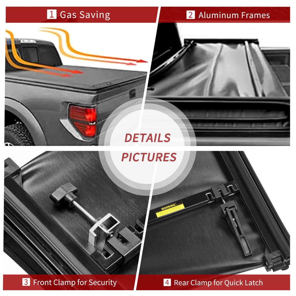 YITAMOTOR® Funda Tonneau para caja de camioneta suave y triple compatible con Ford Ranger 2019-2024 con caja de 5 pies