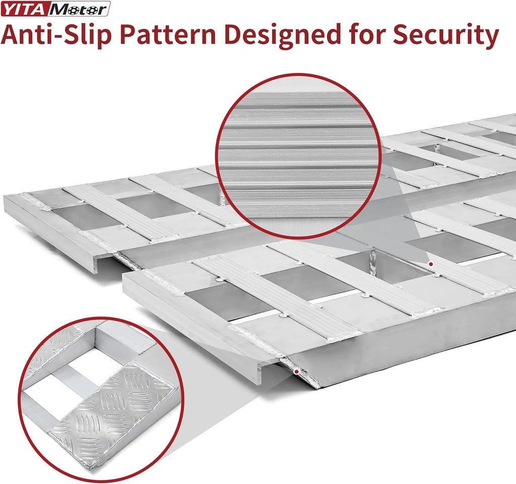 YITAMOTOR® 2pcs 6000lbs 84" x 14" Aluminum Trailer Ramps, Loading Ramps Car ATV Truck Auto Hauler Knife & Hook Ends