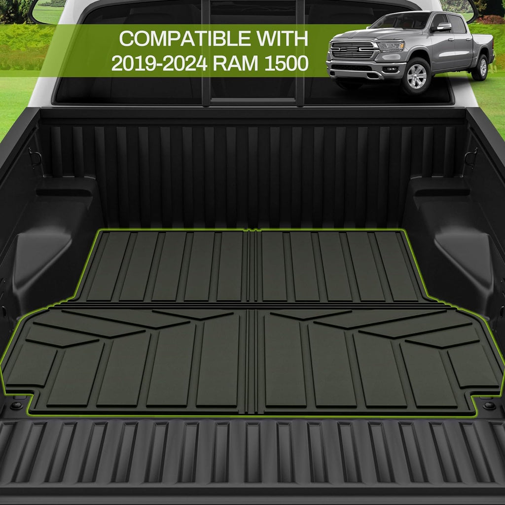 Alfombrilla para cama compatible con Dodge Ram 1500 2019-2024 de 5.7 pies, forro para caja de camioneta para accesorios Ram 1500, accesorios de protección para todo tipo de clima, alfombrillas para caja de camión