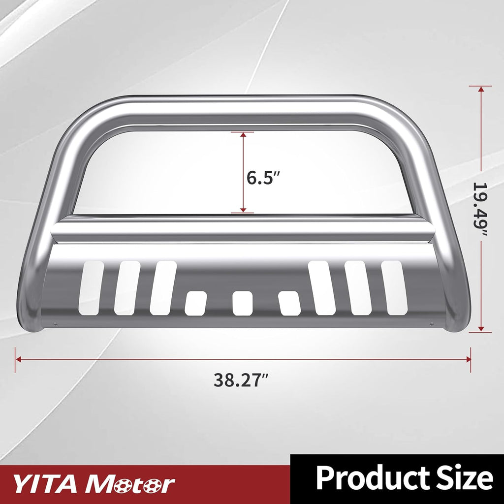 YITAMOTOR® Bull Bar Compatible with 2016-2023 Toyota Tacoma (Excludes TRD Models), 3" Tubing Brush Guard Pickup Truck Front Bumper Push Bar w/Grille Skid Plate