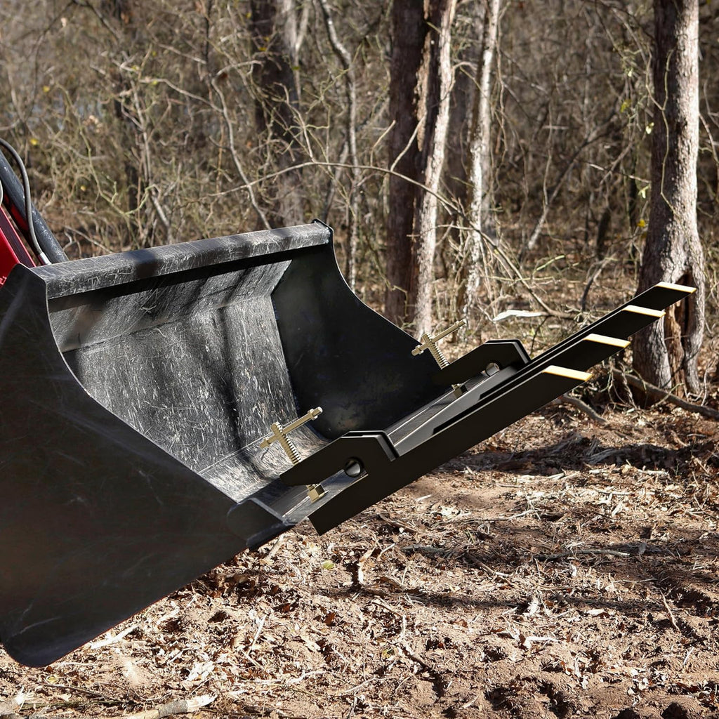 Sujete las horquillas para desechos a un cucharón de 42", horquilla para paletas de alta resistencia, capacidad de 2500 libras, apta para tractor de dirección deslizante con cucharón cargador