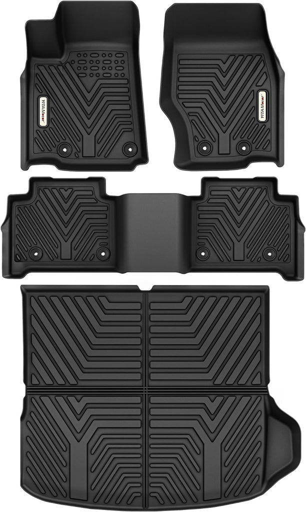 YITAMOTOR® 2022-2024 Jeep Grand Cherokee Floor Mats & Cargo Liner Set, Custom Fit TPE All-Weather 1st & 2nd Row Mats & Trunk Liner, Black (Not for WK or Grand Cherokee L)