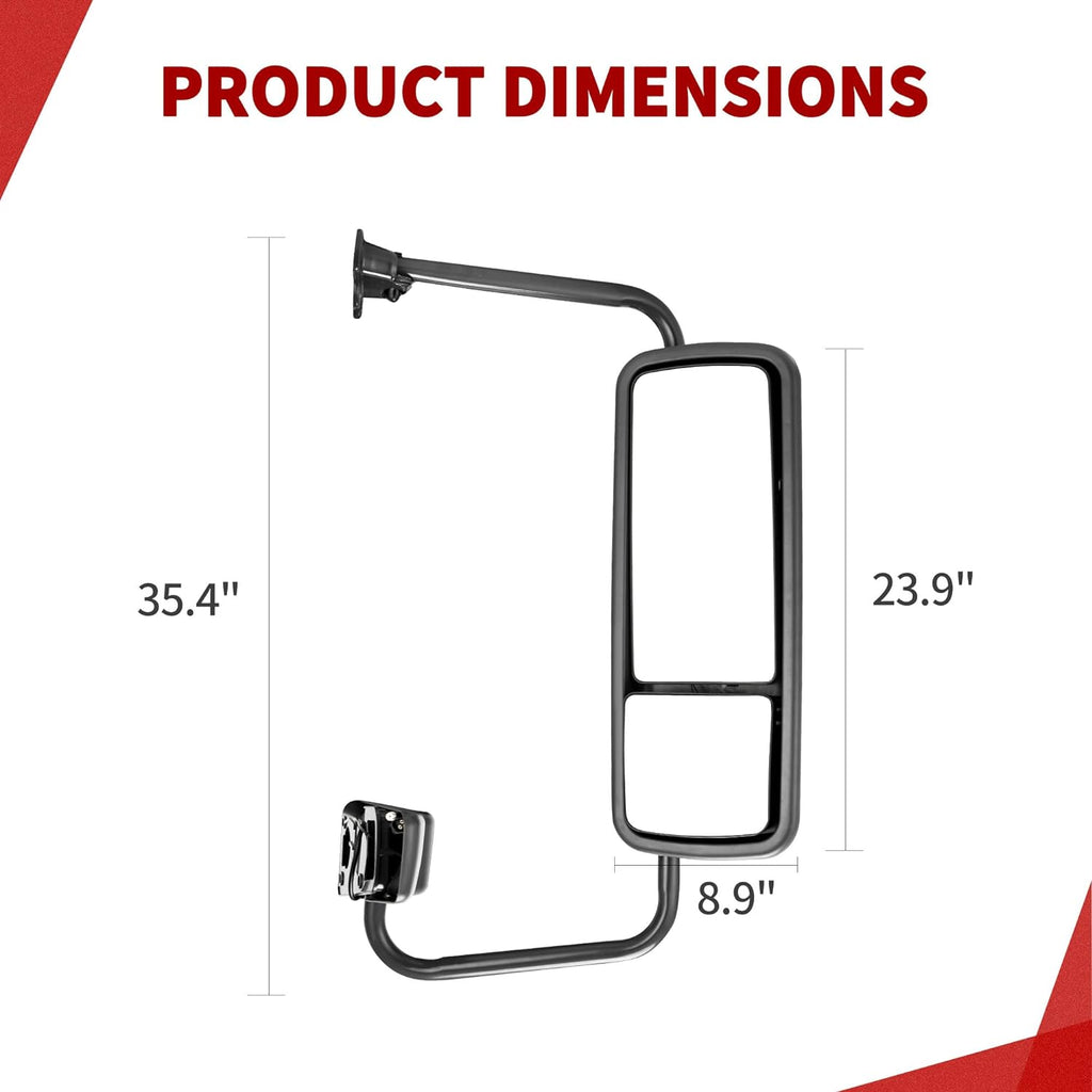 YITAMOTOR® Door Mirrors with Arm Right Passenger Side Compatible with 2002-2013 Freightliner Columbia, 2001-2010 Coronado, 1996-2010 Century Power Heated LED Turn Signal Manual Folding Chrome