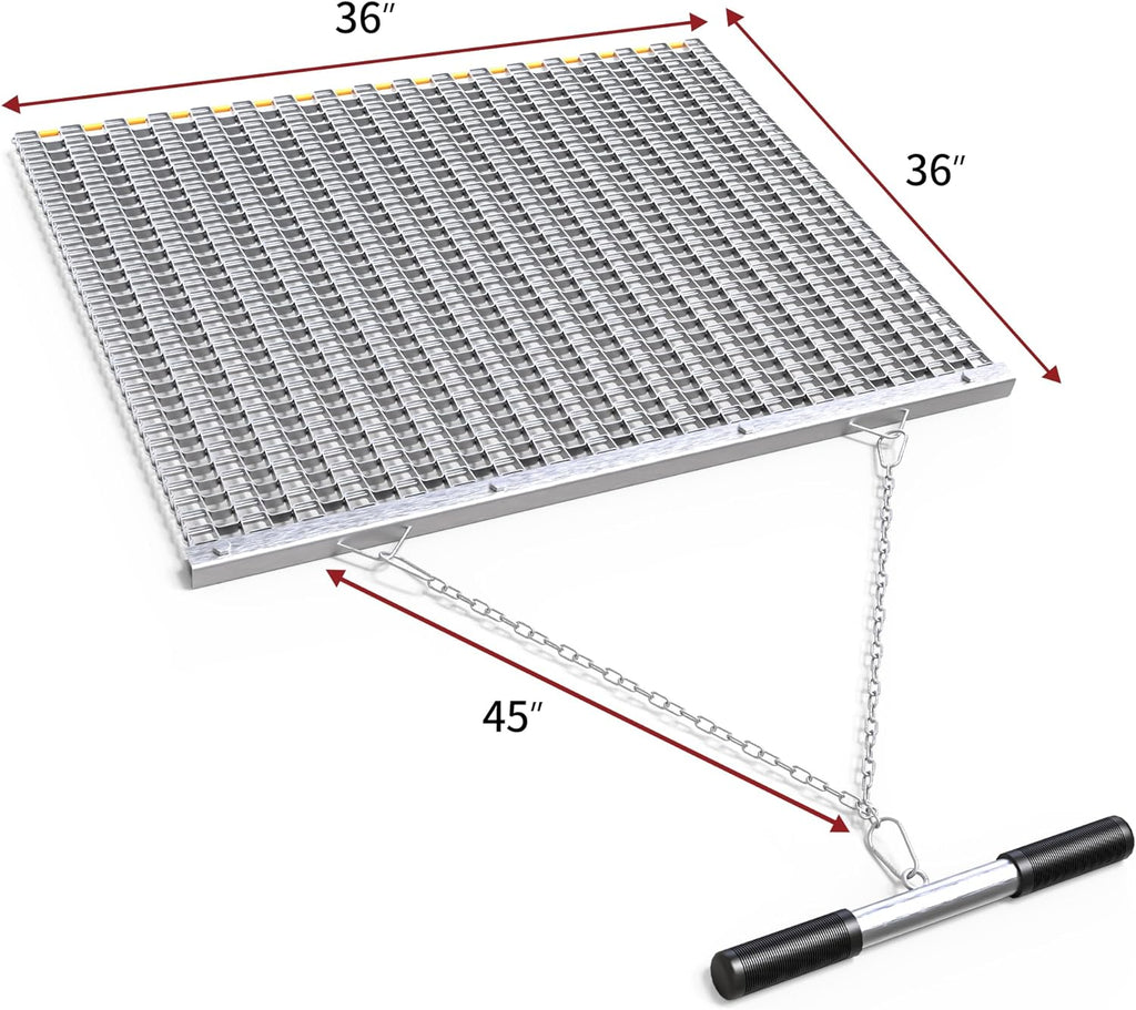 36" x 36" Durable Drag Mat Zinc and Steel Mesh Field Surface Leveling Drag Mat for Manual or Vehicle Pulling