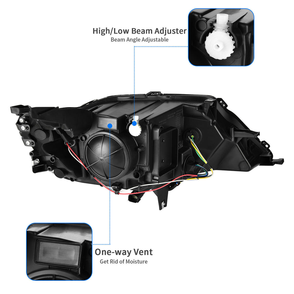 YITAMOTOR® 2014-2020 Chevy Impala Proyector halógeno con carcasa negra LH+RH Par de faros delanteros