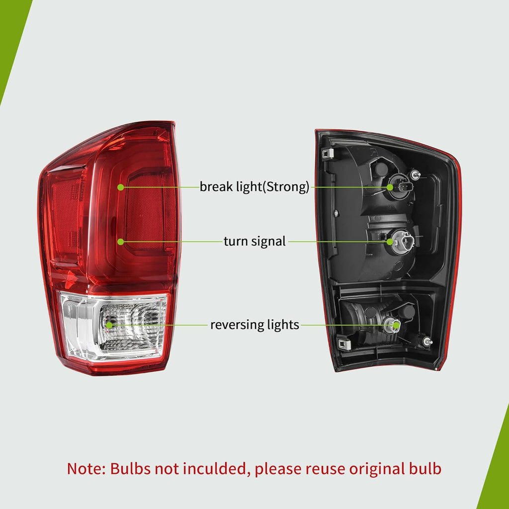 YITAMOTOR® Luz trasera del lado izquierdo del conductor Reemplazo OE para luces traseras Tocoma 2016-2022 Conjunto de luces traseras de freno de recogida - Rojo transparente