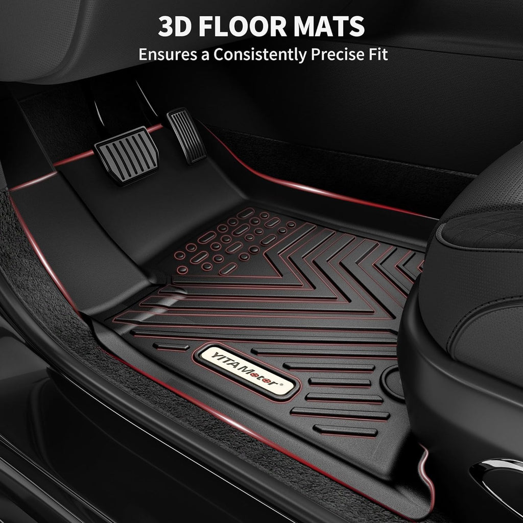 YITAMOTOR® Custom Fit 3-Row All-Weather Floor Mats for 2021-2024 Chevrolet Suburban/GMC Yukon XL with 2nd Row Bucket Seats, TPE Liners, Black