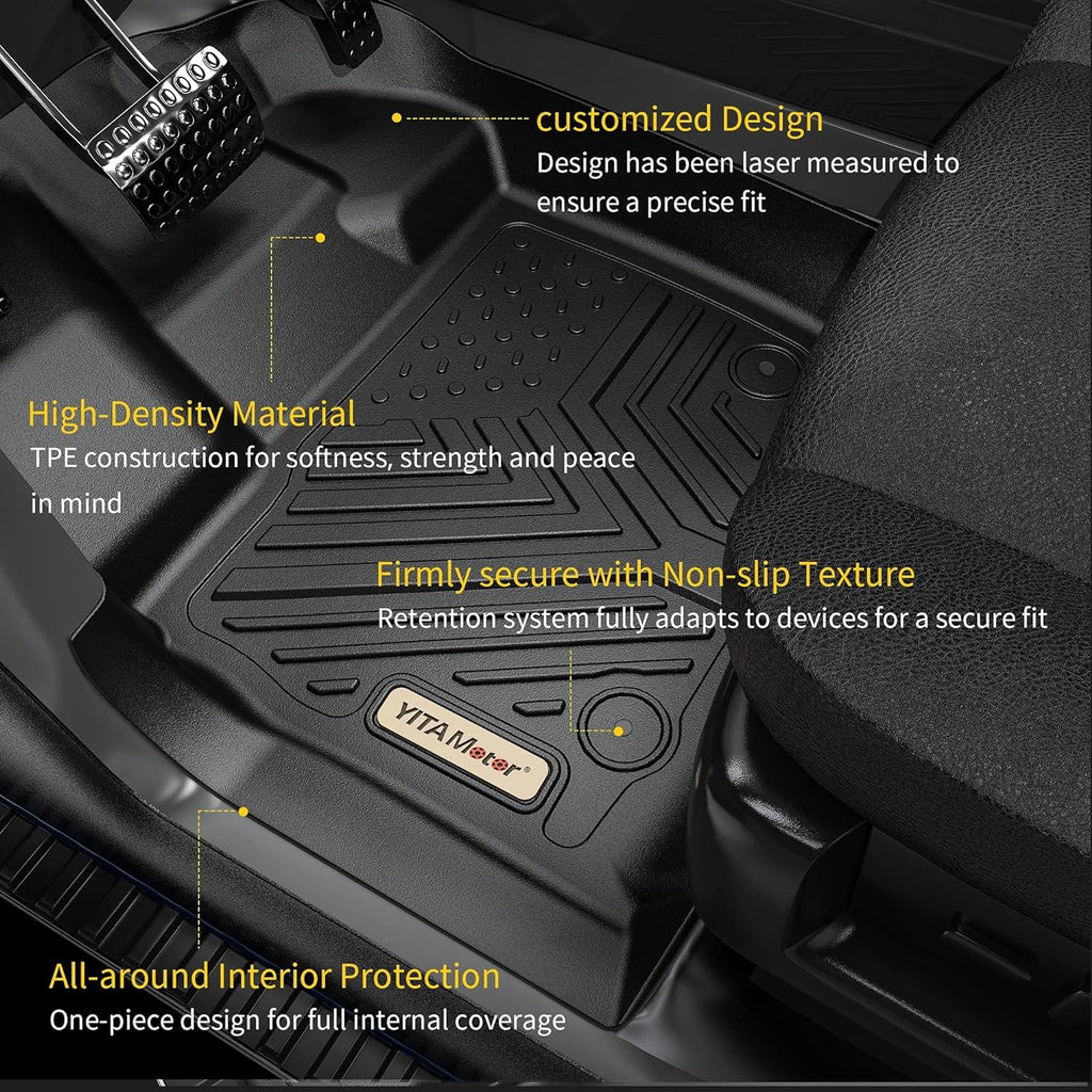 YITAMOTOR® All-Weather Floor Mats for 2018-2023 Hyundai Kona (Excludes Electric Models), Black 1st & 2nd Row Liners