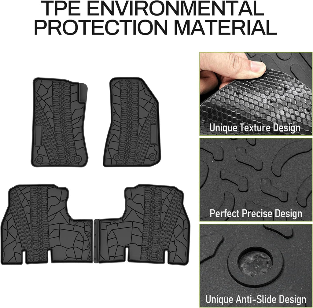 YITAMOTOR® Tapetes 2D compatibles con Jeep Wrangler JL 2018-2024, revestimientos para todo clima, 3 piezas