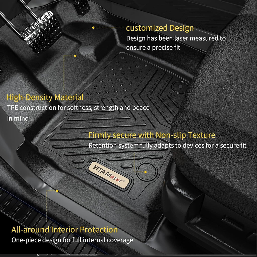 YITAMOTOR® Custom Fit Floor Mats Compatible with 2021-2024 Ford Bronco Sport, All Weather Protection Black 2 Row Floor Mats Liner Set