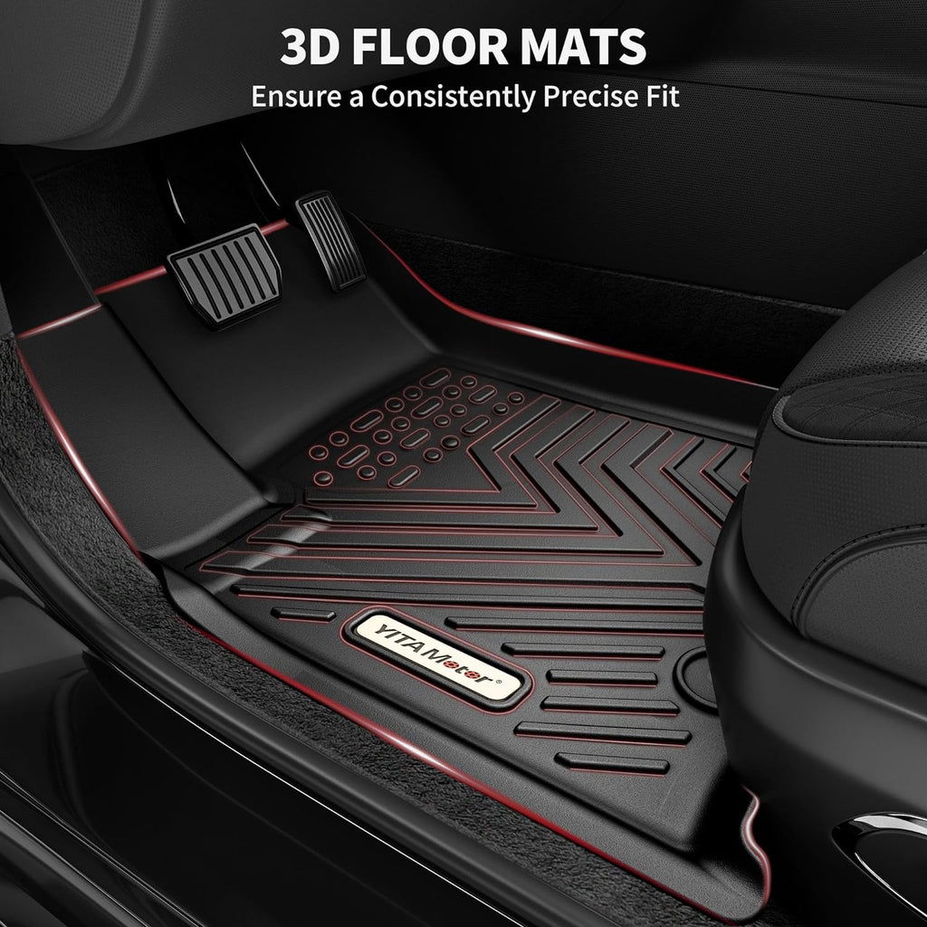 YITAMOTOR® TPE All-Weather Floor Mats for 2021-2023 Hyundai Santa Fe 5-Seater, Front & Rear Row Liners, Black