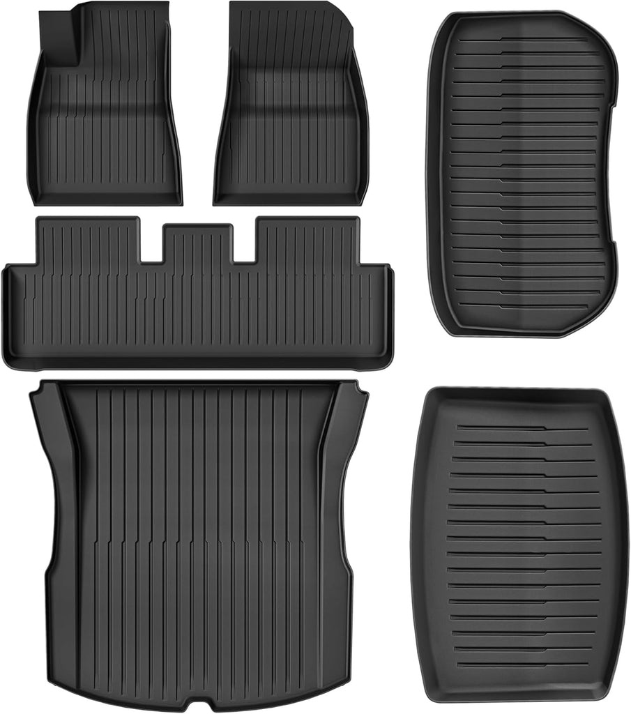 YITAMOTOR® Floor Mats Fit for 2024 Tesla Model 3 Highland, Includes 2 Rows & Cargo Liner Set, Full Cover Car Mats with Front Rear Cargo Mat TPE All-Weather Floor Mats Model 3 Accessories 2024 Full Set