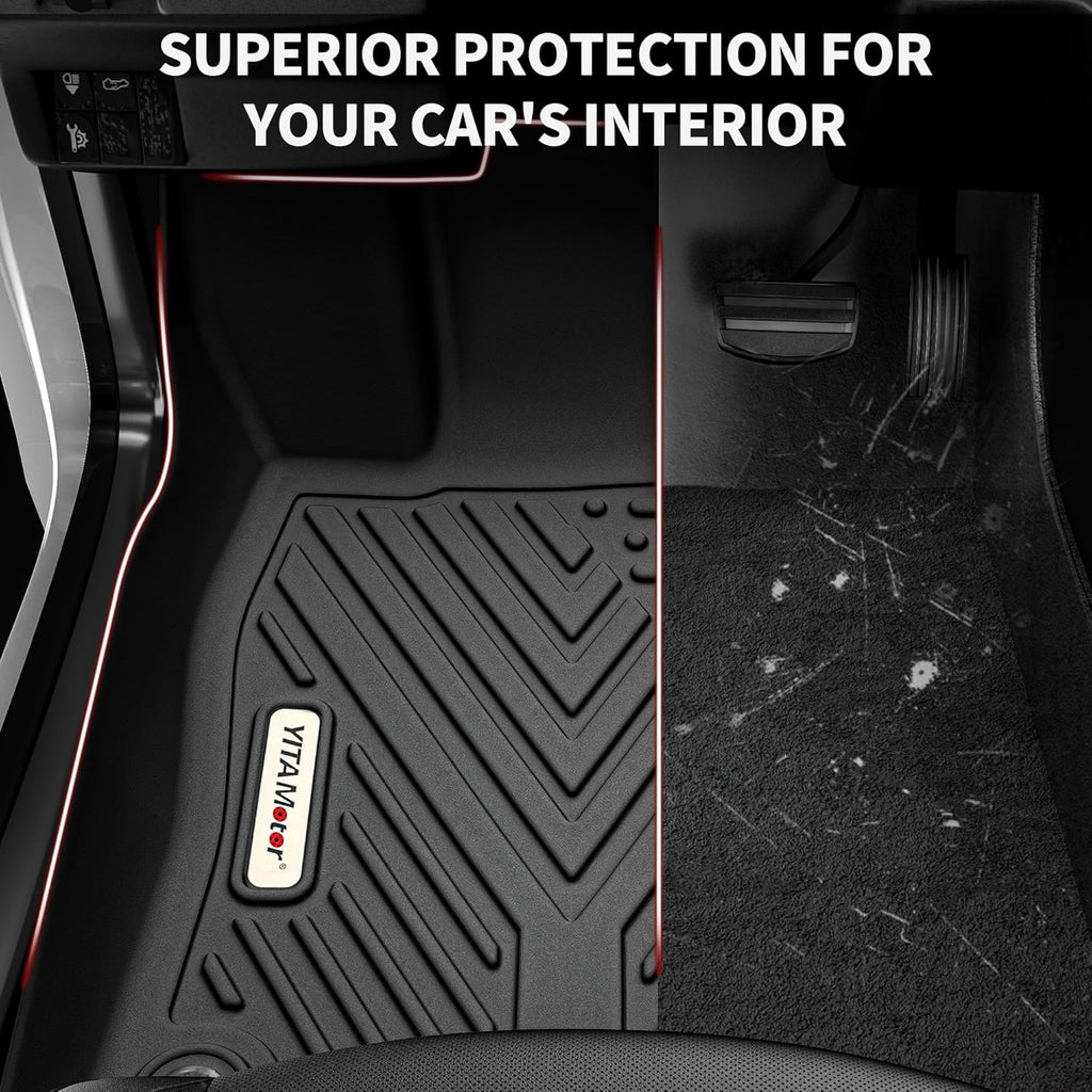 YITAMOTOR® Floor Mats Fit for Ram 2500/3500 Crew Cab 2024-2019, TPE All Weather Ram 2500 Floor Liners Include 1st & 2nd Row, Black