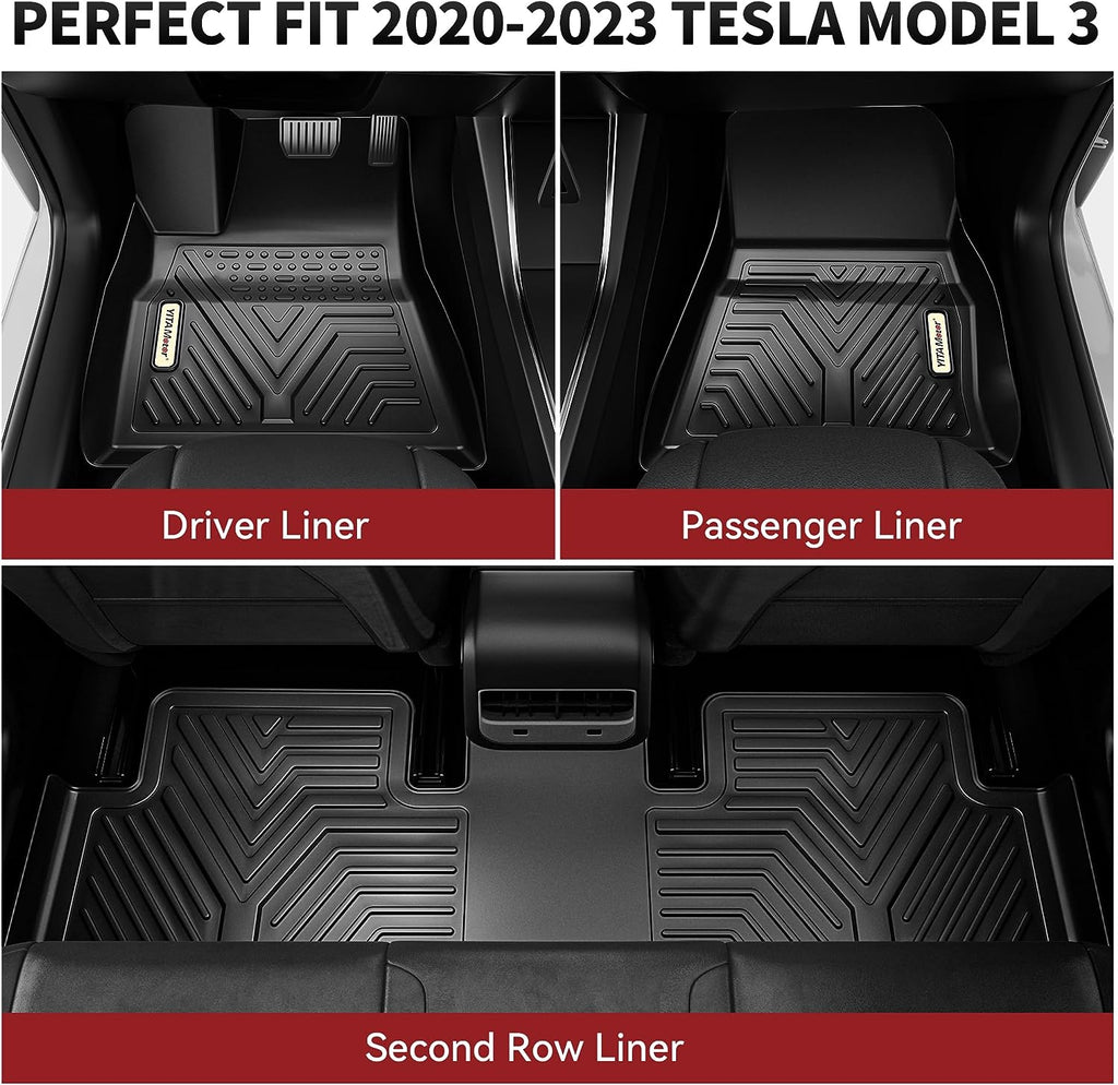 YITAMOTOR® Floor Mats & Cargo Liner for 2020-2023 Tesla Model 3 Front Rear All Weather 6pcs