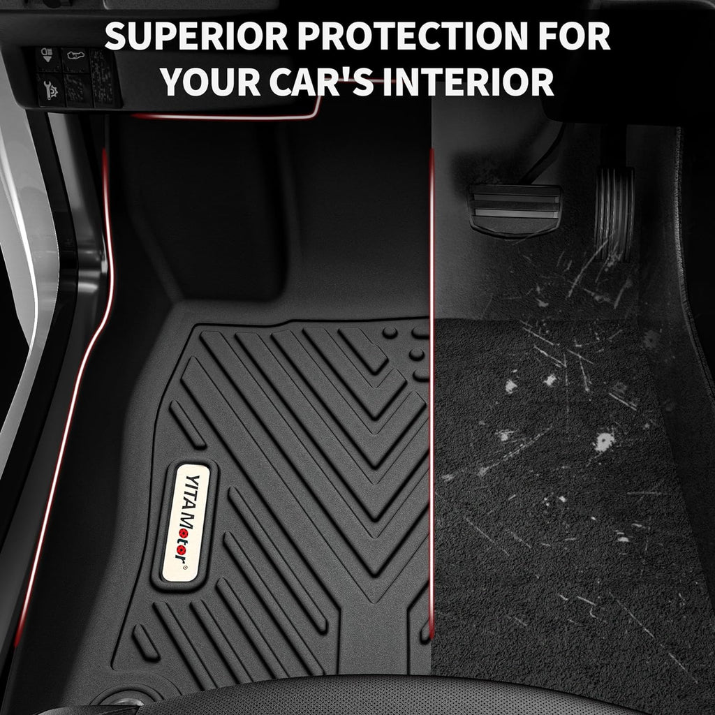 YITAMOTOR® Floor Mats & Cargo Liner Fit for Toyota Sienna 2021-2024 (Only for 7 Seat without Spare Tire), TPE All Weather Car Liners 1st, 2nd and 3rd Row and Trunk without Spare Tire, Black