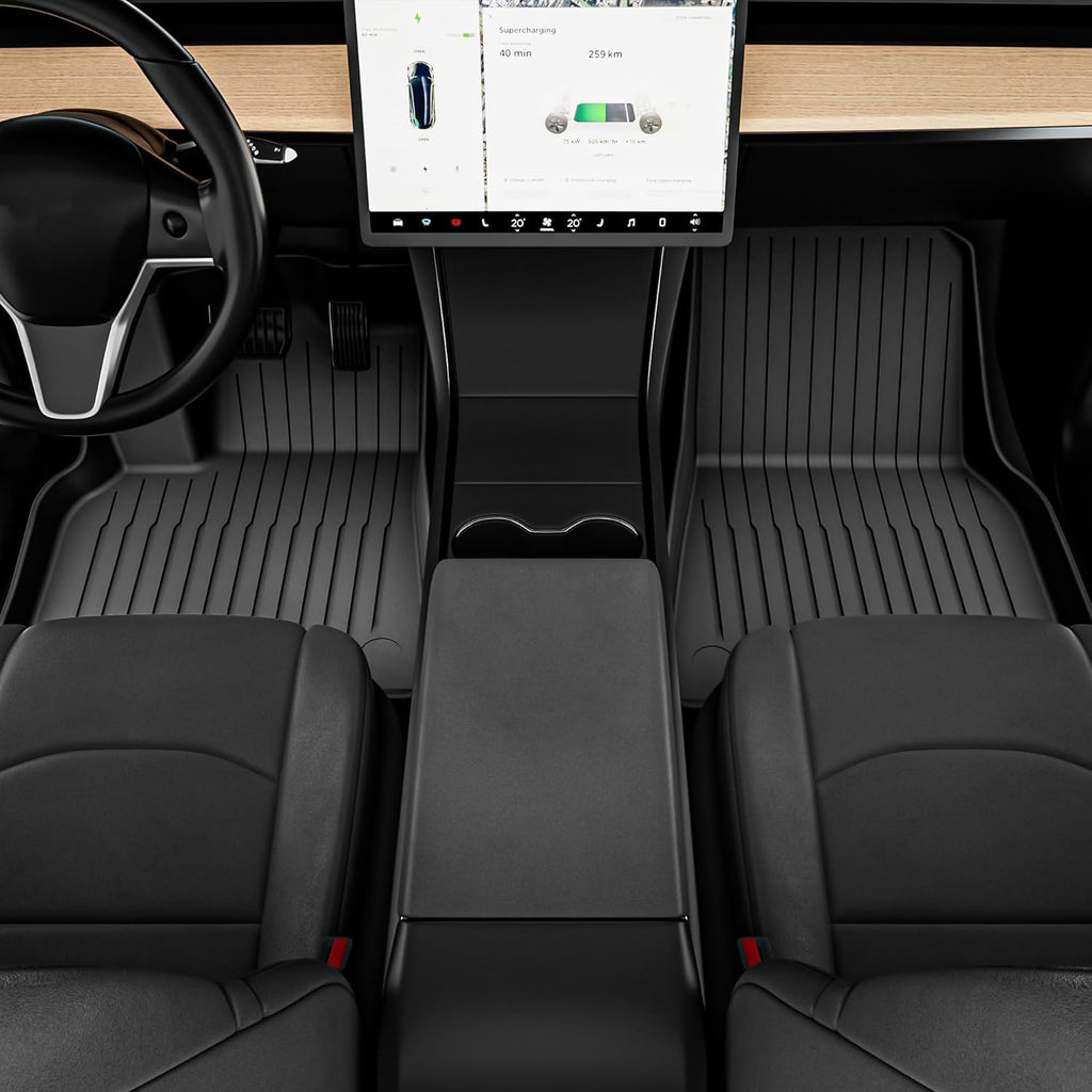 YITAMOTOR® Custom Fit Floor Mats for Tesla Model Y 2020-2024, 6-Piece All-Weather TPE Interior & Cargo Liners, Trunk Mats for 5-Seat Models (Not for 7-Seat)