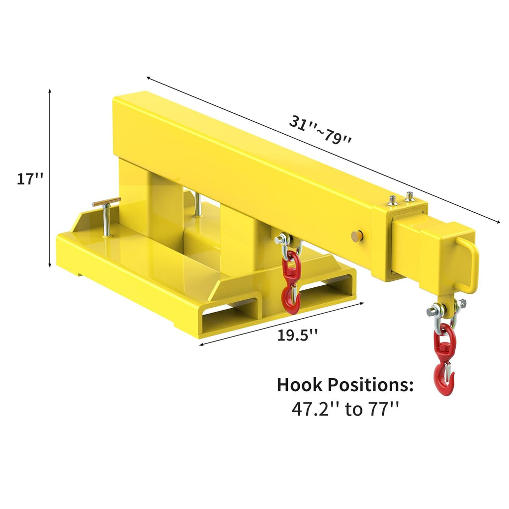 YITAMOTOR® Fork Mounted Telescoping Crane Jib Boom 5500lb Lift Capacity, Manual Telescopes 31in-79in for Warehouse or Factories