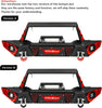 YITAMOTOR® Front Bumper Compatible with 2007-2018 Jeep Wrangler JK & JKU Unlimited, Rock Crawler Bumpers w/Winch Plate & License Plate Bracket & LED Lights & D-Rings & Paintable Trim