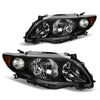 YITAMOTOR® Front Headlights For 2009 2010 Toyota Corolla Black Amber Side Headlamp Pair Set