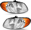 YITAMOTOR® Headlight Assembly Compatible with 2001-2007 Dodge Caravan / 01-07 Chrysler Town & Country Headlights w/ Amber Reflectors Chrome Housing Headlamps