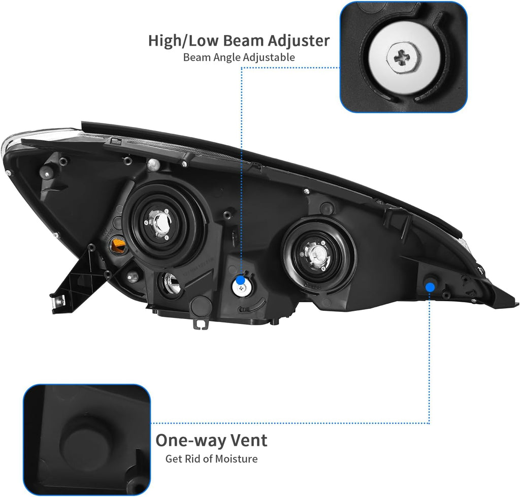 YITAMOTOR® Headlight Assembly Compatible with 2004 2005 Toyota Sienna Replacement Headlamp Chrome Housing Left and Right Set