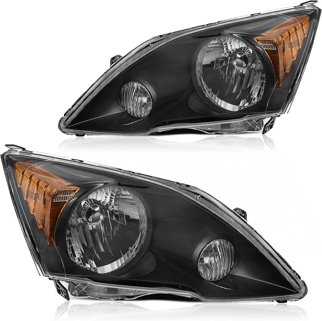 Faros delanteros con carcasa negra YITAMOTOR® para Honda CR-V CRV 2007-2011, esquina ámbar