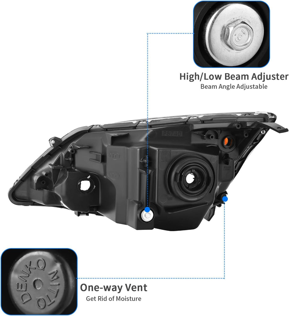 Faros delanteros con carcasa negra YITAMOTOR® para Honda CR-V CRV 2007-2011, esquina ámbar