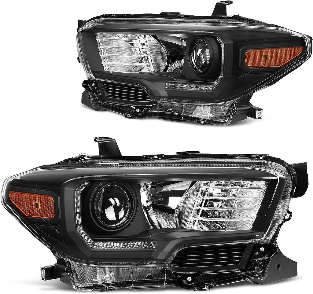 YITAMOTOR® Black Housing Headlights For 2016-2023 Toyota Tacoma Driver & Passenger Side