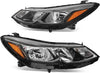 YITAMOTOR® Headlight Assembly Compatible with 2016-2019 Chevy Cruze Replacement Headlamp Black Housing Left and Right Set