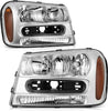 YITAMOTOR® Headlight Assembly for Trailblazer 2002-2009 Replacement Chrome Housing Headlamp