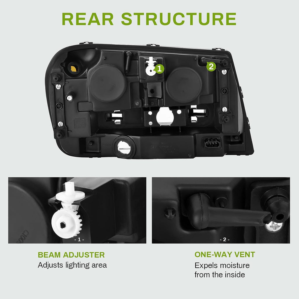 YITAMOTOR® Headlight Assembly for Trailblazer 2002-2009 Replacement Chrome Housing Headlamp