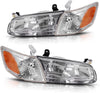 YITAMOTOR® Headlights Assembly Compatible with 2000 2001 Camry Headlamp Replacement Pair Driver and Passenger Side Chrome Housing Clear Lens Amber Reflector