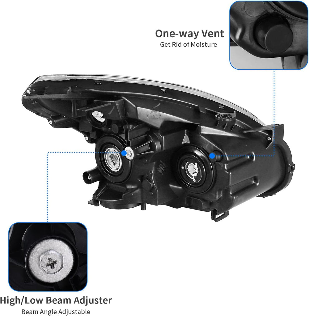 YITAMOTOR® 2008-2015 Nissan Rogue Conjunto de faros delanteros cromados transparentes izquierdo + derecho