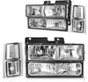 YITAMOTOR® 1994-1999 Chevy C/K Pickup + Corner Lights+ Side Lights Chrome Housing Headlights