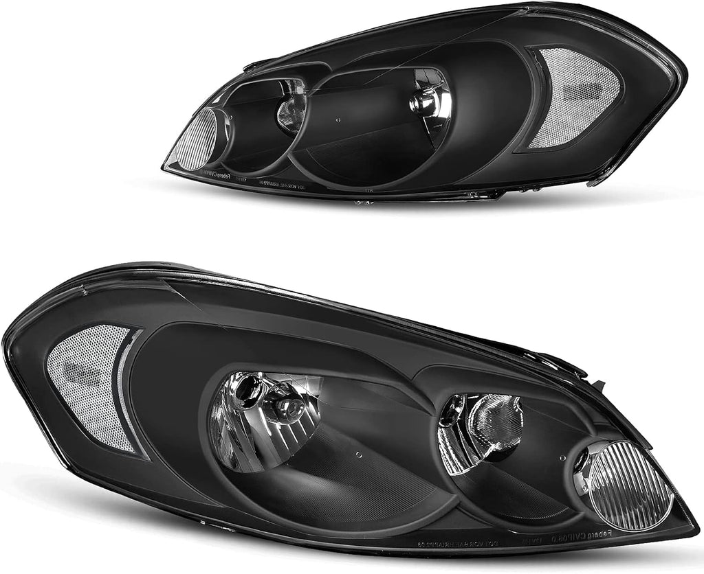 YITAMOTOR® Headlights Assembly Compatible with 2006-2013 Chevrolet Impala / 14-16 Chevy Impala Limited / 2006 2007 Monte Carlo Headlamp Replacement Black Housing Clear Reflector