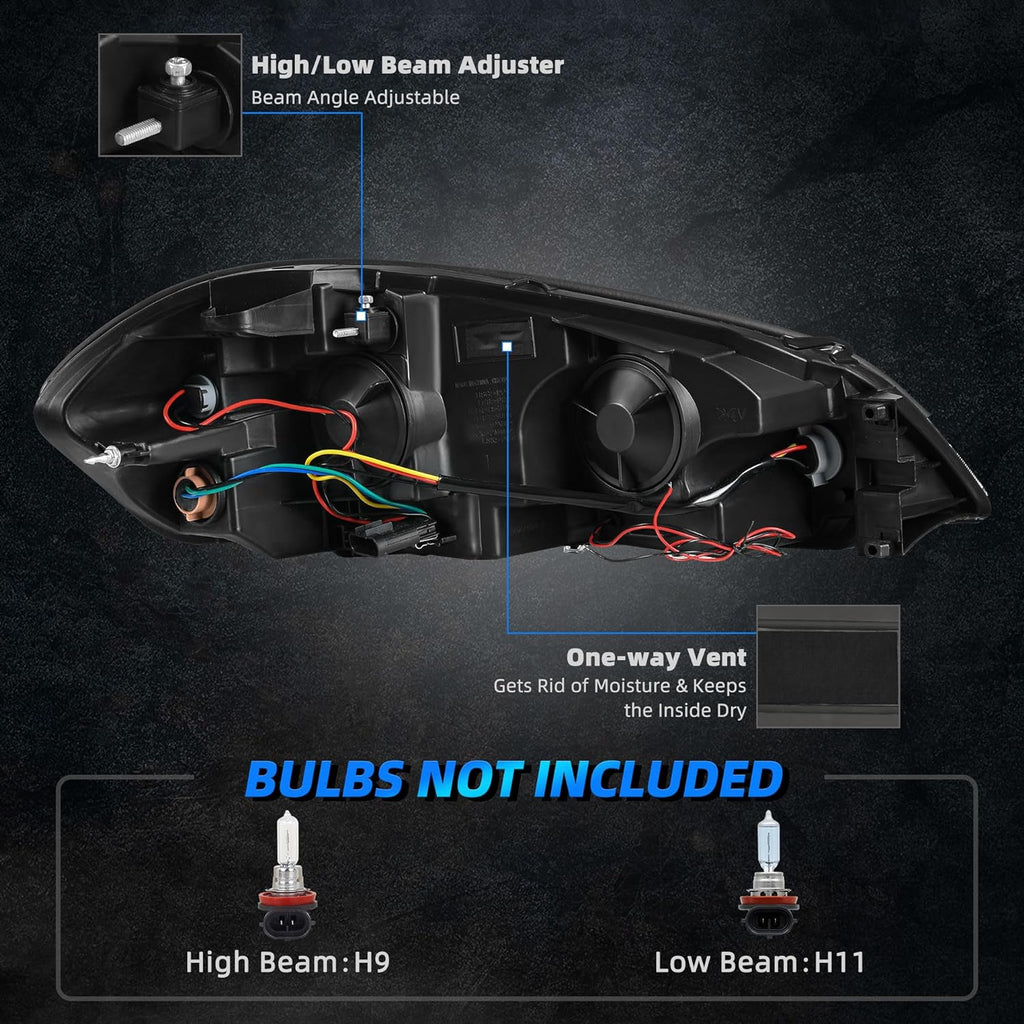 Headlights Assembly Compatible with 2006-2013 06-13 Chevy Impala / 14-16 Chevrolet Impala Limited / 06 07 Monte Carlo Headlamps Pair Chrome Housing