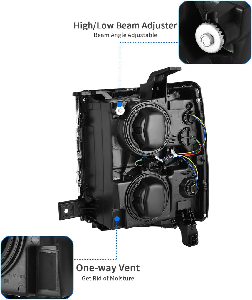 YITAMOTOR® para 14-15 Chevy Silverado 1500 Faro de esquina negro ámbar Faro de repuesto