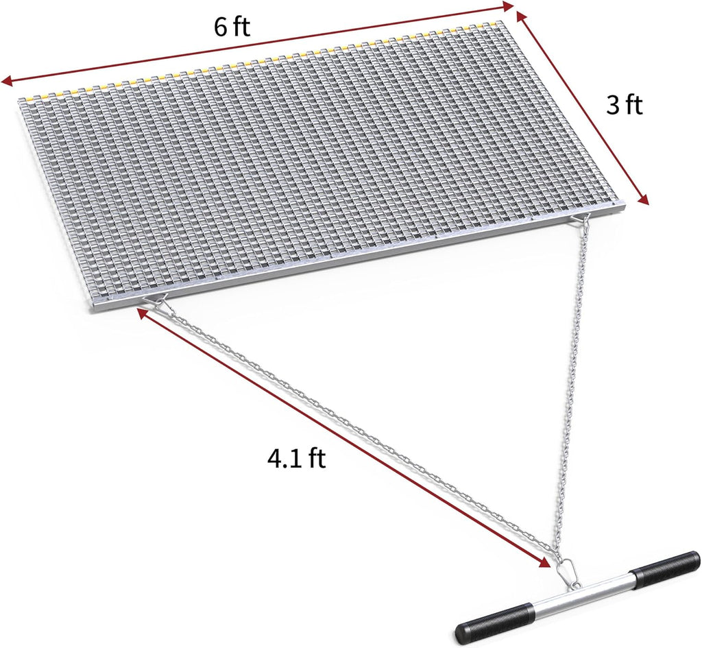 YITAMOTOR® ATV UTV 6 x 3 Feet Heavy Duty Durable Drag Mat Zinc and Steel Mesh Field Surface Leveling Drag Mat for Manual or Vehicle Pulling