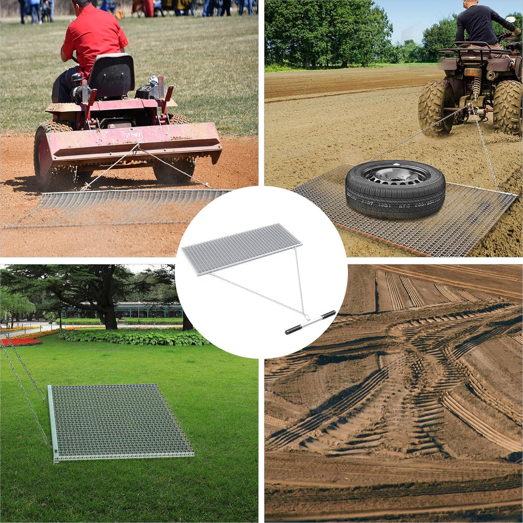 YITAMOTOR® ATV UTV 6 x 3 Feet Heavy Duty Durable Drag Mat Zinc and Steel Mesh Field Surface Leveling Drag Mat for Manual or Vehicle Pulling