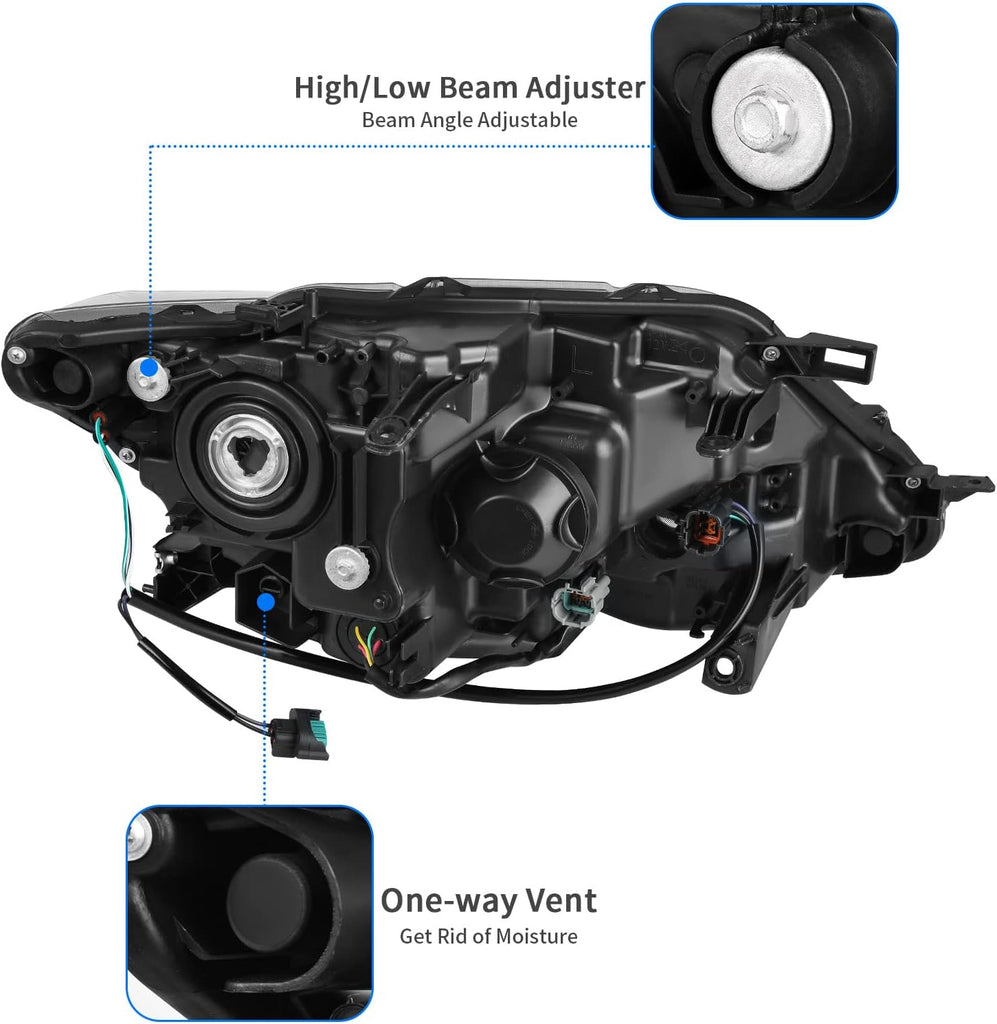 YITAMOTOR® Front Pair LED DRL Headlights Left Right Fit For 2014-2016 Nissan Rogue Headlamp