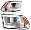 YITAMOTOR® Faros delanteros con proyector de barra LED DRL cromados para Dodge Ram 1500 2500 3500HD 2009-2012