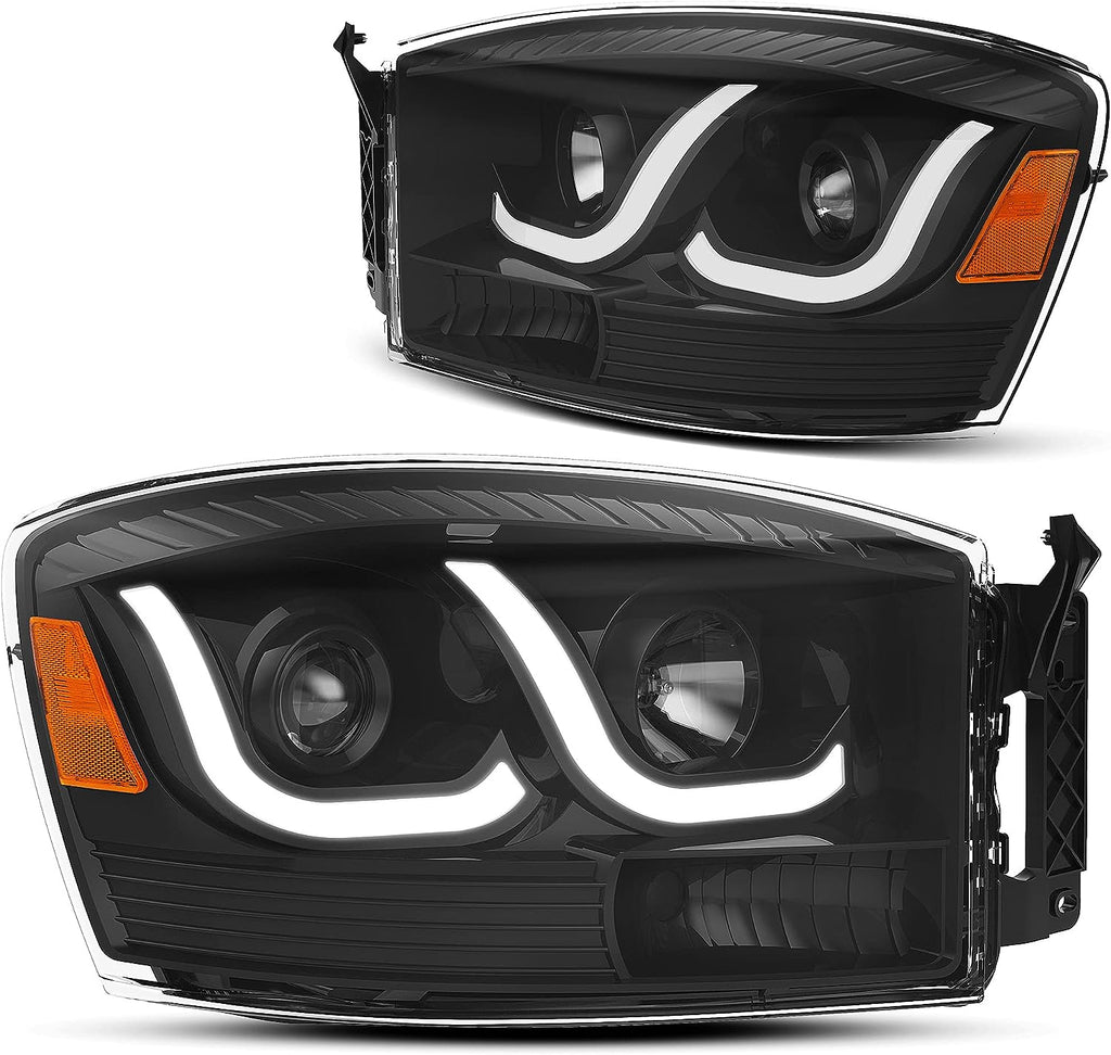 YITAMOTOR® LED DRL Proyector Faros delanteros para Dodge Ram 1500 2500 3500 2006-2008 Juego de pares