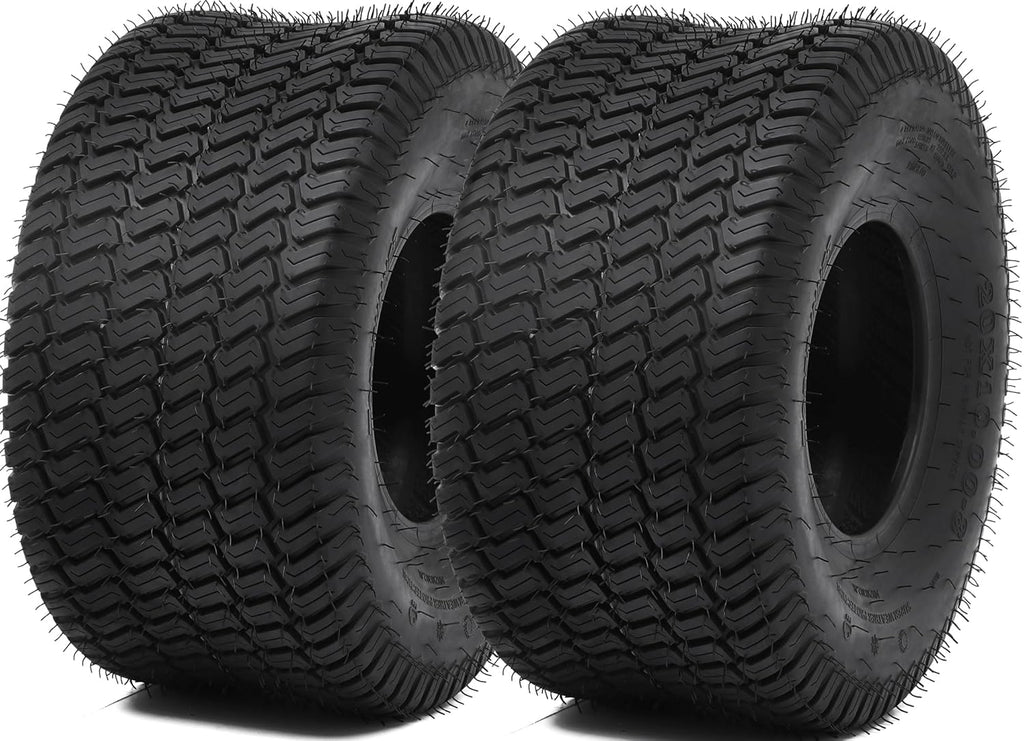 YITAMOTOR® 20x10.00-8" Lawn Mower Tires, Suitable for Lawnmowers, Motorcycles, Garden Tractors, Golf Carts, and Farm Equipment, 4Ply, Set of 2